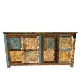 Boho Chic Handcrafted Distressed Wood Sideboard