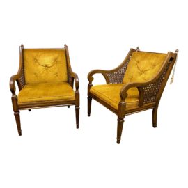 1970s Vintage Statesville Chair Company French Country Scroll Arm Chairs- a Pair