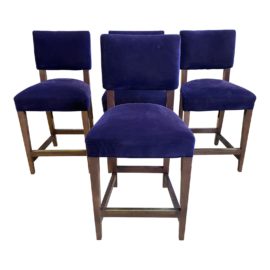 Crate & Barrel Purple Velvet Cody Counter Stools - Set of 4. Original Price: $3,024