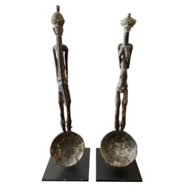 Xanadu Gallery Male + Female Metal Spoon Sculptures - a Pair