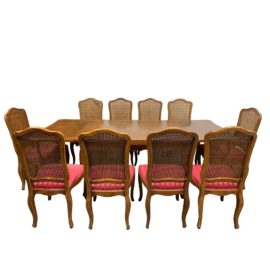 French Style Extension Table + 10 Caned Chairs