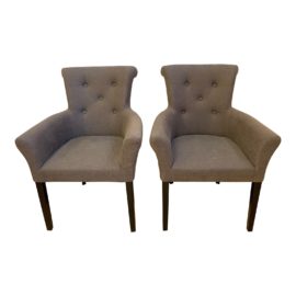 H.D. Buttercup Linen Upholstered Arm Chair - a Pair. Original Price: $990