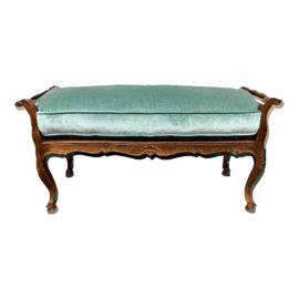Early-20th Century Florentia Italian Caned Bench & Cushion