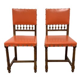 Mid-20th Century Orange Mission Side Chairs - a Pair