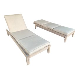 Pair of Restoration Hardware Teak Lounge Chairs. Original Price: $3,190