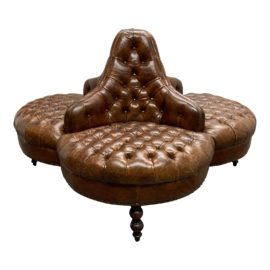 Traditional Sarreid Lobby Leather Tufted Sofa. Original Price: $5,280