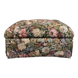 Custom Floral Tapestry Storage Ottoman