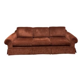 Custom Designed Red Fabric Rolled Arm Sofa