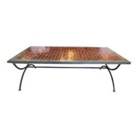 Moroccan Badia Design Tile + Metal Base Coffee Table. Original Price: $1,975