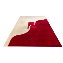 Custom Graphic Red + White Area Rug - 6′9″ × 9′9″