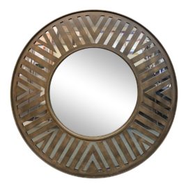 Contemporary Bronze Finish Round Mirror