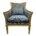 Empire Style Gold Leaf Arm Chair + Blue & Green Silk