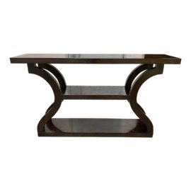 Contemporary Narrow Dark Finish Console + Shelf