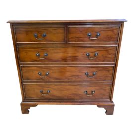 Early 20th-Century English Wood + Inlay Chest of Drawers