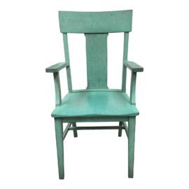 Late 20th Century Teal "Taos" Wood Arm Chair