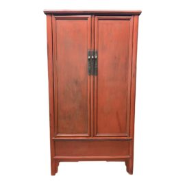 Early 20th-Century Red Lacquered Chinese Cabinet. Original Price: $2,800