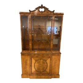 Early 20th Century Batesville Burled Wood Display Hutch