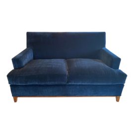 Charles Stewart Custom Cannon Loveseat + Donghia Midnight Blue Mohair. Original Price: $2,020