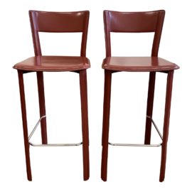 Design Within Reach Allegro Leather Barstools - a Pair