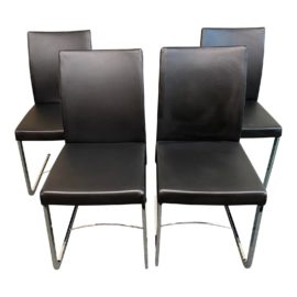 Stabilus Lift Leather + Chrome Chairs - Set of 4
