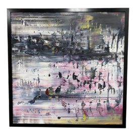 Harry Moody Framed Pink + Gray Abstract Painting. Original Price: $7,500