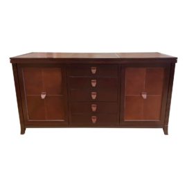 Art Deco Style Mahogany + Leather Sideboard. Original Price: $7,200