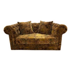 Velvet Paisley Chesterfield Loveseat