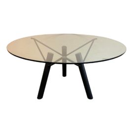 Orrido Canyon Black Steel + Glass Dining Table. Original Price: $2,040