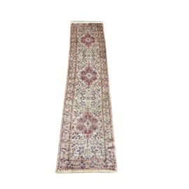 Hand Knotted Pink Silk Area Rug - 2′ × 8′2″