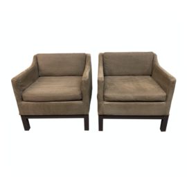 Brown Micro Suede Arm Chairs- a Pair
