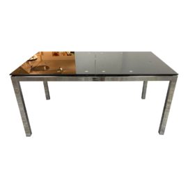 Bloomingdales Black Glass + Chrome Butterfly Extension Table