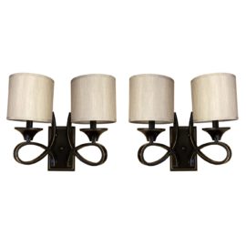 Foshan Field Smart Lighting Corp. Blackened Brass + Shade Double Sconces