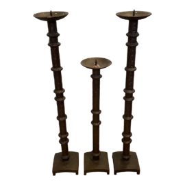 Early 20th Century Iron Candlesticks - Set of 3