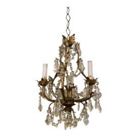 Early 20th Century French 4 Light Crystal Chandelier