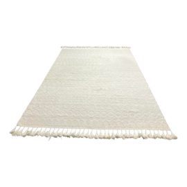 Anthropologie White Diamond Pattern Kilim Area Rug  - 8′2″ × 10′10″