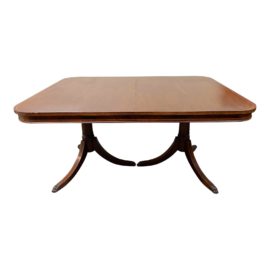 Double Pedestal Mahogany Rounded Extension Table