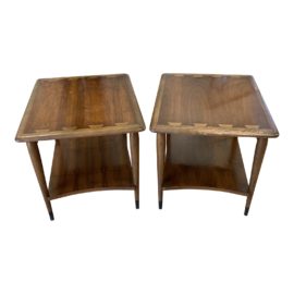 Lane Furniture by Andre Bus Acclaim Walnut + Oak Side Tables - a Pair