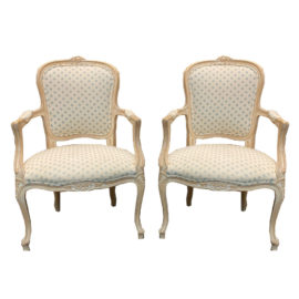 French Pair of Bergere Shabby Chic Arm Chairs