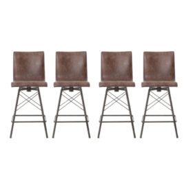 Four Hands Set of Four Diaw Havana Leather Counter Stools. Original Price: $3,580