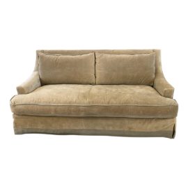 Baker Furniture Custom Velvet + Linen Trimmed Loveseat