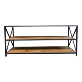 Rustic Wood + Metal Bookshelf Credenza
