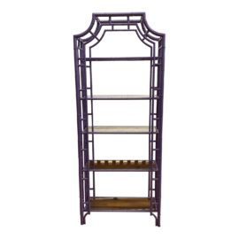 Purple Finish Metal Bamboo Etagere