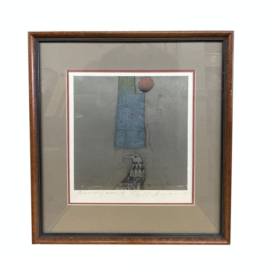 Late 20th-Century "Morning Moon 19" Ltd. Edition Embossed Screen Print, Signed