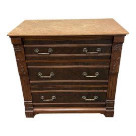 Romweber Traditions Made Modern Three Drawer Burled Wood + Honed Marble Top Dresser