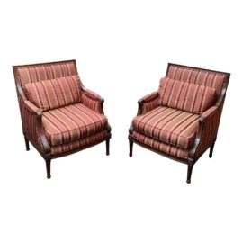 Custom Empire Style Bergere Arm Chairs - a Pair