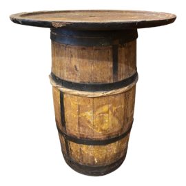 Mid 20th Century Custom Industrial Barrell + Weight Side Table