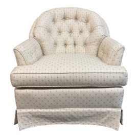 Ethan Allen Tufted Ivory Arm Chair