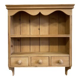 Mid 20th-Century Hanging English Pine Shelf + 3 Drawers