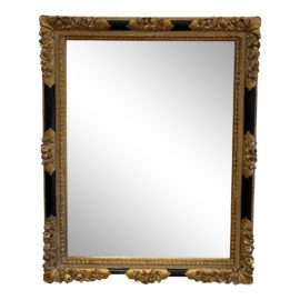 Large Black + Gold Rococo Wall Mirror
