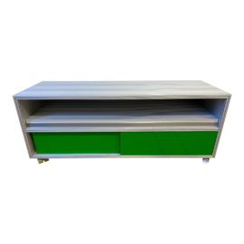 Design Within Reach Aluminum Media Stand + Green Plexi Doors